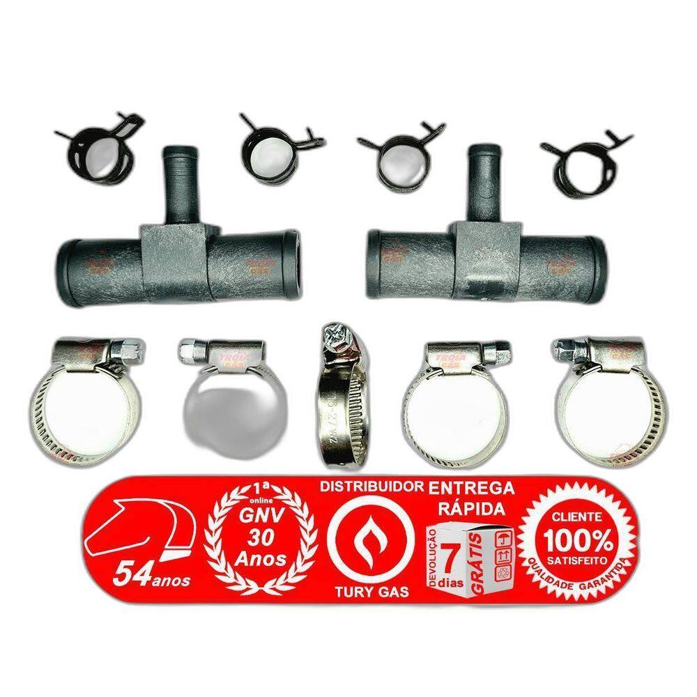 Kit 2 T Redução Mangueira De Água E 9 Abraçadeiras Para Gnv