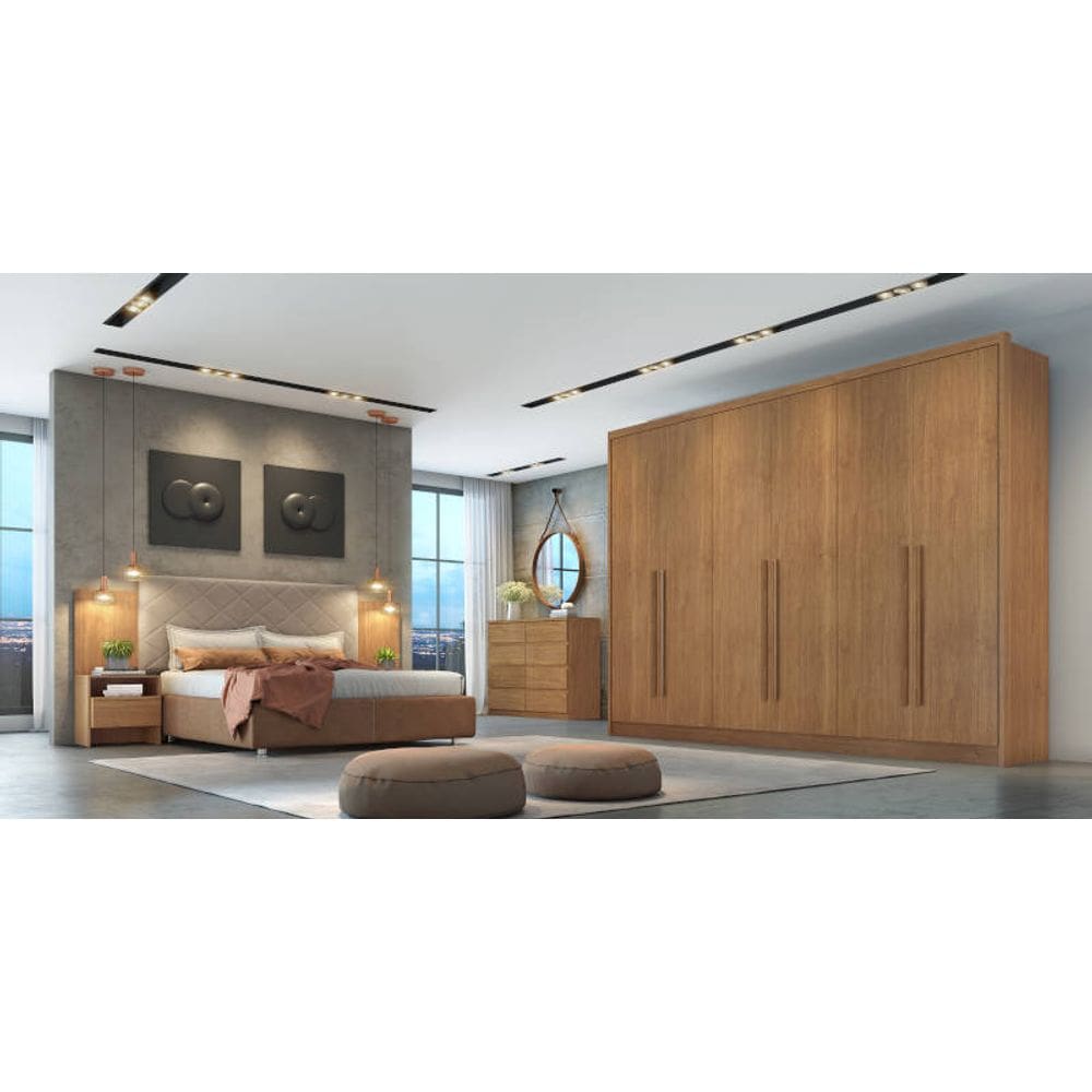 Guarda Roupa Casal 100% MDF 6 Portas 6 Gavetas - Livorno-Cumaru - Móveis Novo Horizonte