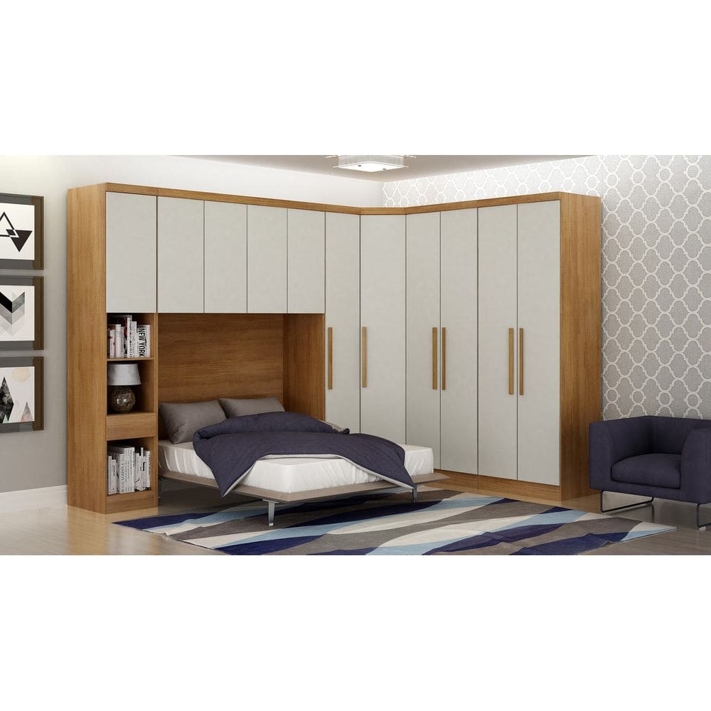 Modulado Completo Casal 6 Portas 6 Gavetas - Rizon-Cumaru/Fendi - Móveis Novo Horizonte