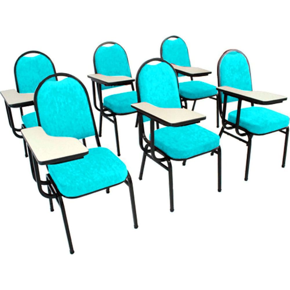 Kit com 6 Cadeiras Universitária para Auditórios Linha Hotel Verde