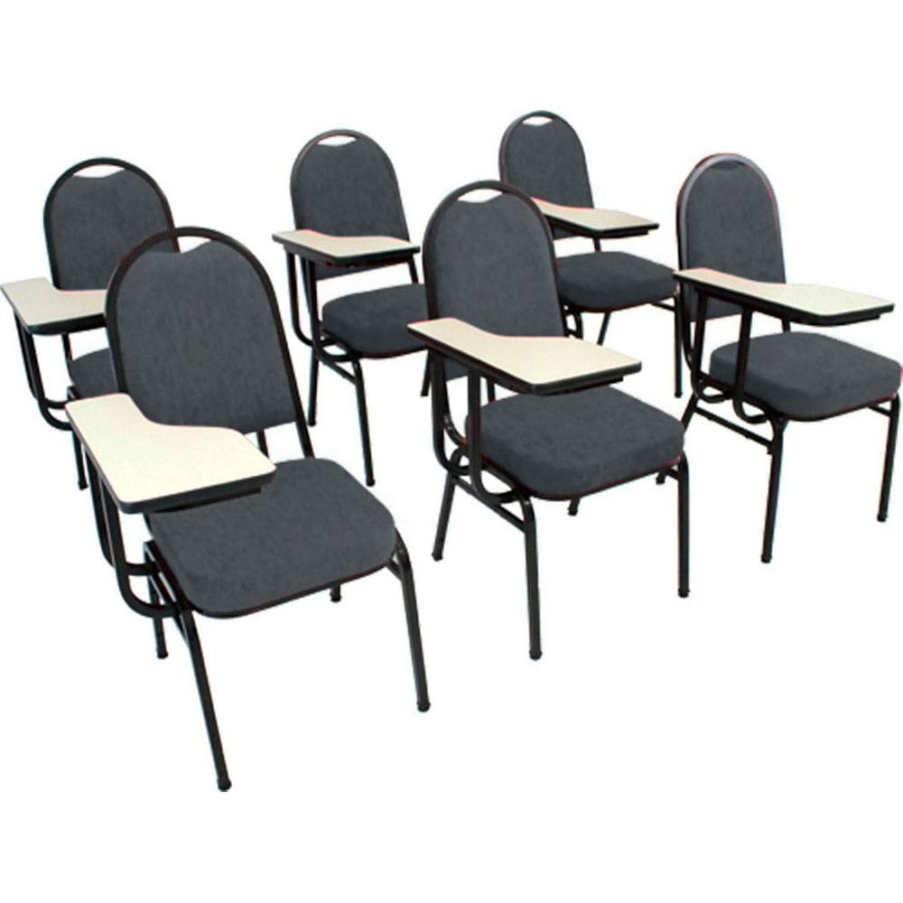 Kit com 6 Cadeiras Universitária para Auditórios Linha Hotel Cinza