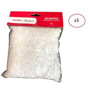 Floco De Neve Artificial Decorativo Branco 50g - 3 Pacotes