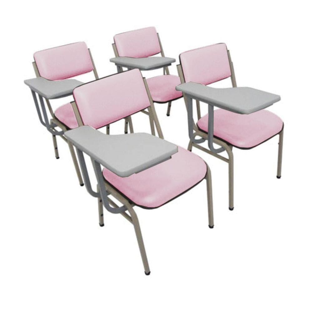Kit com 4 Cadeiras Escolar Universitária para Auditórios Linha Hotel Smart Rosa