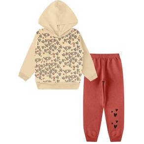 Conjunto Moletom feminino Infantil felpudo Roupa de frio com capuz
