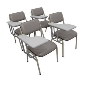 Kit com 4 Cadeiras Escolar Universitária para Auditórios Linha Hotel Smart Cinza