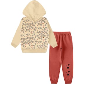 Conjunto Moletom feminino Infantil felpudo Roupa de frio com capuz