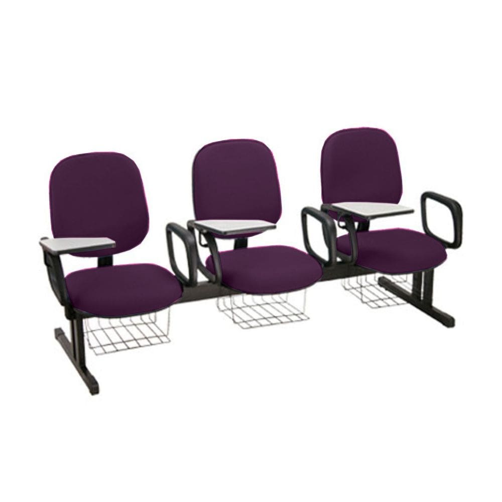 Cadeira Escolar em longarina para Escolas Linha Uno Roxo