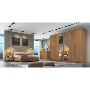 Guarda Roupa Casal Com Espelho 6 Portas 6 Gavetas - Robust -Cumaru - Móveis Novo Horizonte