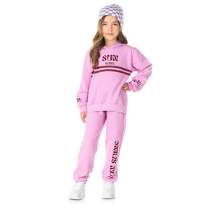 Conjunto Moletom Infantil felpudo Feminino com capuz e calça