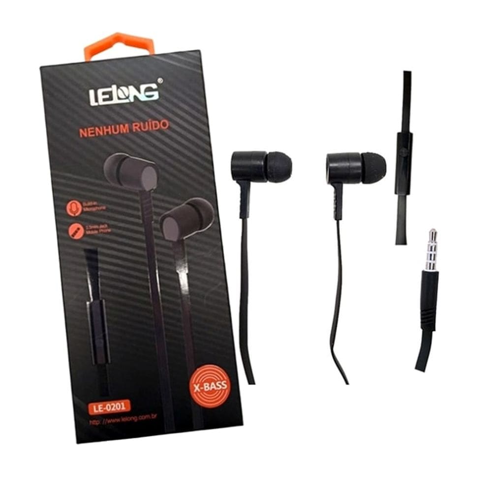 Fone de Ouvido Lelong X-BASS LE-0201 com Fio sem Ruidos com Microfone