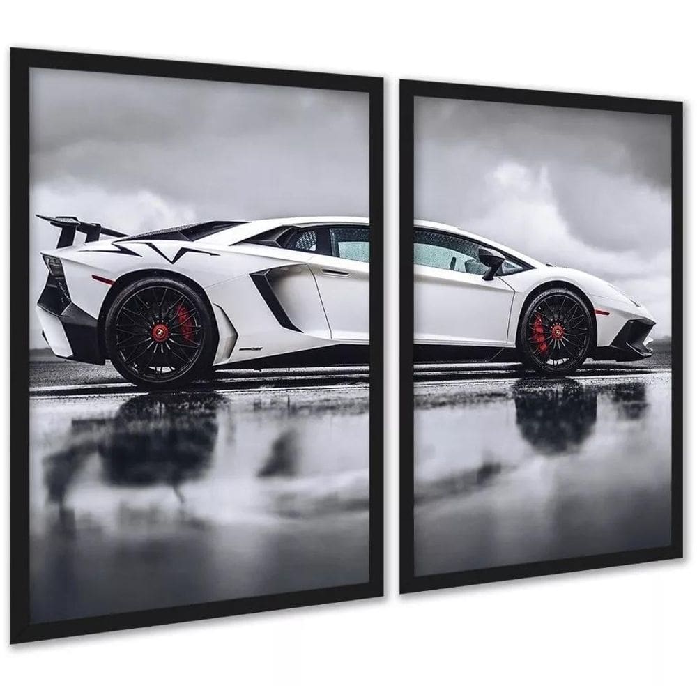 Kit 2 Quadros Decorativos Carro De Luxo Esportivo 33X24Cm