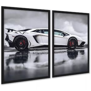 Kit 2 Quadros Decorativos Carro De Luxo Esportivo 33X24Cm