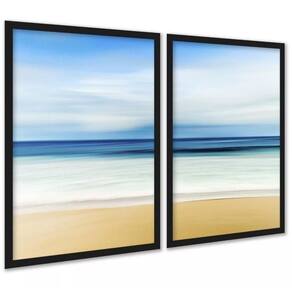 Kit 2 Quadros Decorativos Praia Céu Areia Mar 45X34Cm