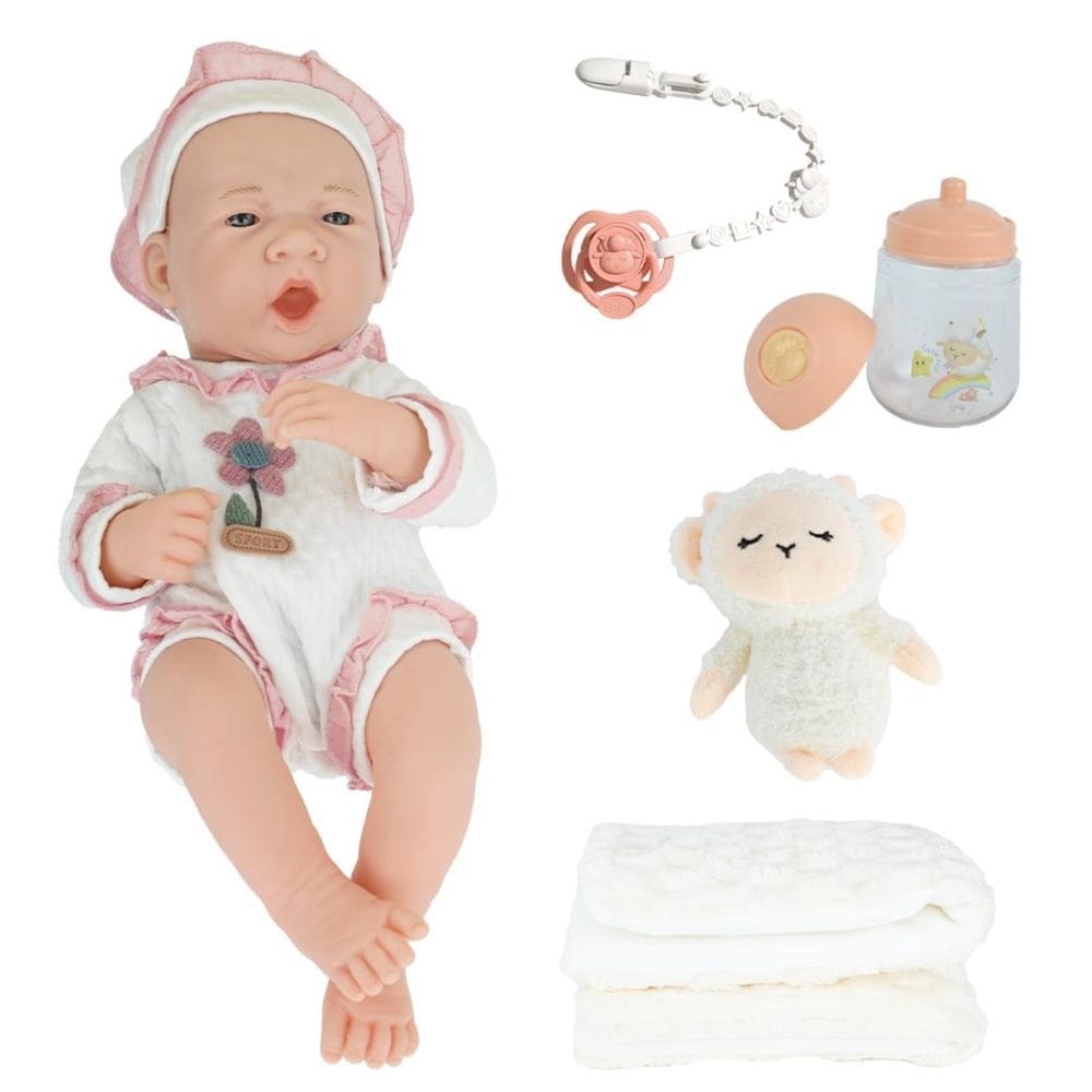 Boneca Bebê Reborn Flofy Com Acessórios Enxoval Menina 35cm