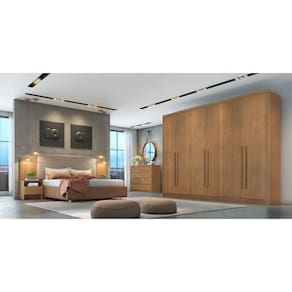 Guarda Roupa Casal 100% MDF 6 Portas 8 Gavetas - Robust -Cumaru - Móveis Novo Horizonte