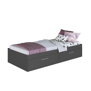 Cama Solteiro com 2 Portas Basculantes CT1080 190x80cm Grafite - Art In Móveis
