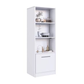 Estante para Livros com 5 Prateleiras 1 Porta e Compartimento Oculto LK130 Branco - Art In Móveis