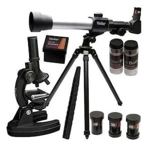Kit Telescópio Microscópio 120X + Tripé Vivtelmic20 Vivitar