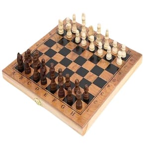 Jogo De Xadrez Dama E Gamão De Madeira 30 X 30 Cm