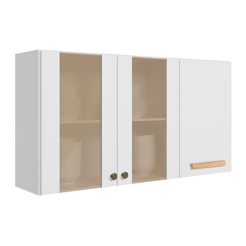 Armário Aéreo Intenza 120cm 3 Portas com Vidro Reflecta - Nicioli