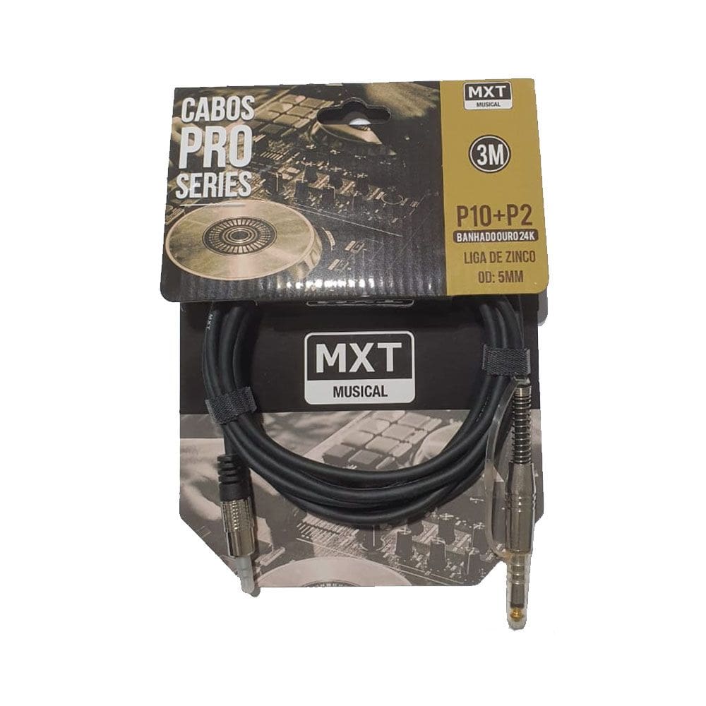 Cabo de Áudio Profissional MXT Pro-Series P10M+P2ST 3 Metros - CB0452