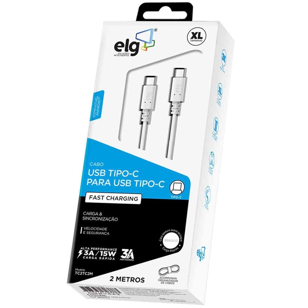 Cabo Usb Tipo-C Para Usb Tipo-C 2M