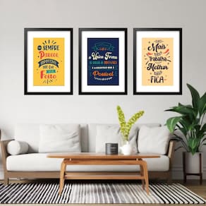 Kit 3 Quadros Grandes Frases Motivacionais 60X48Cm