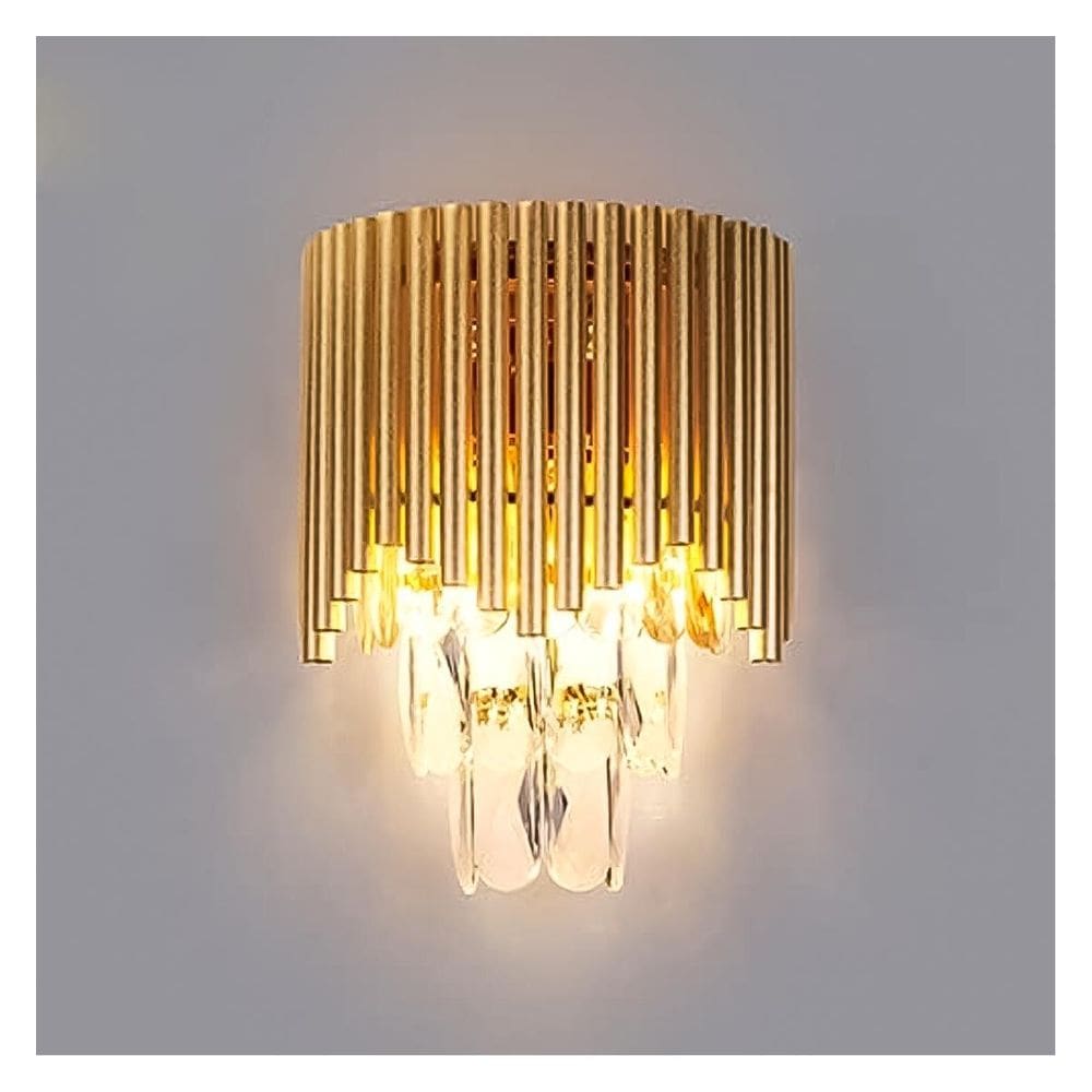 Kit Arandela De Cristal K9 Dourado Diâmetro 24Cm + Vela