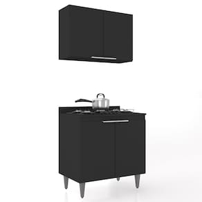 Armário de Cozinha e Balcão Cooktop Pérola Z34 Preto - Mpozenato