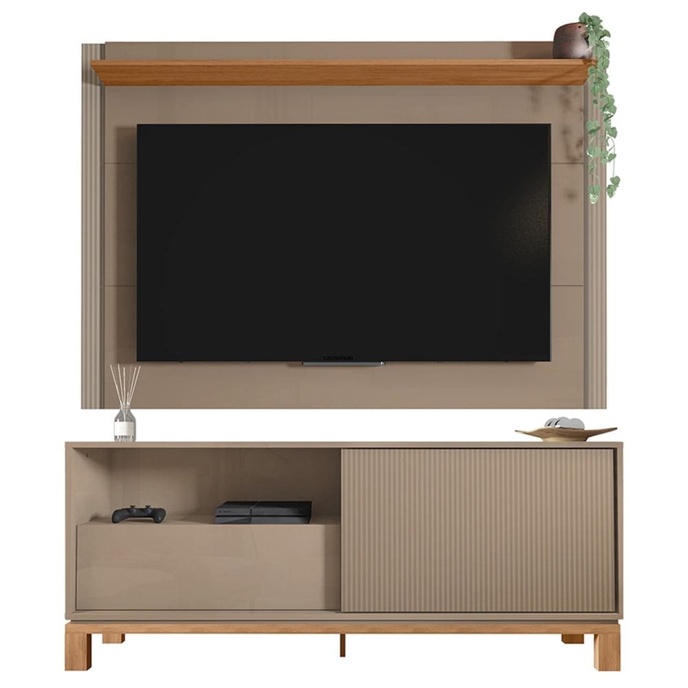 Painel Para TV 55 Pol e Rack Bancada 150cm Lucca Areia/Freijó C01 - Mpozenato