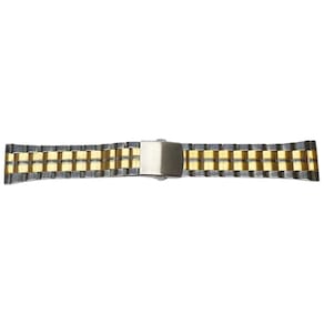 Pulseira De Aço Para Relógio Reta Bicolor- Mista 24Mm