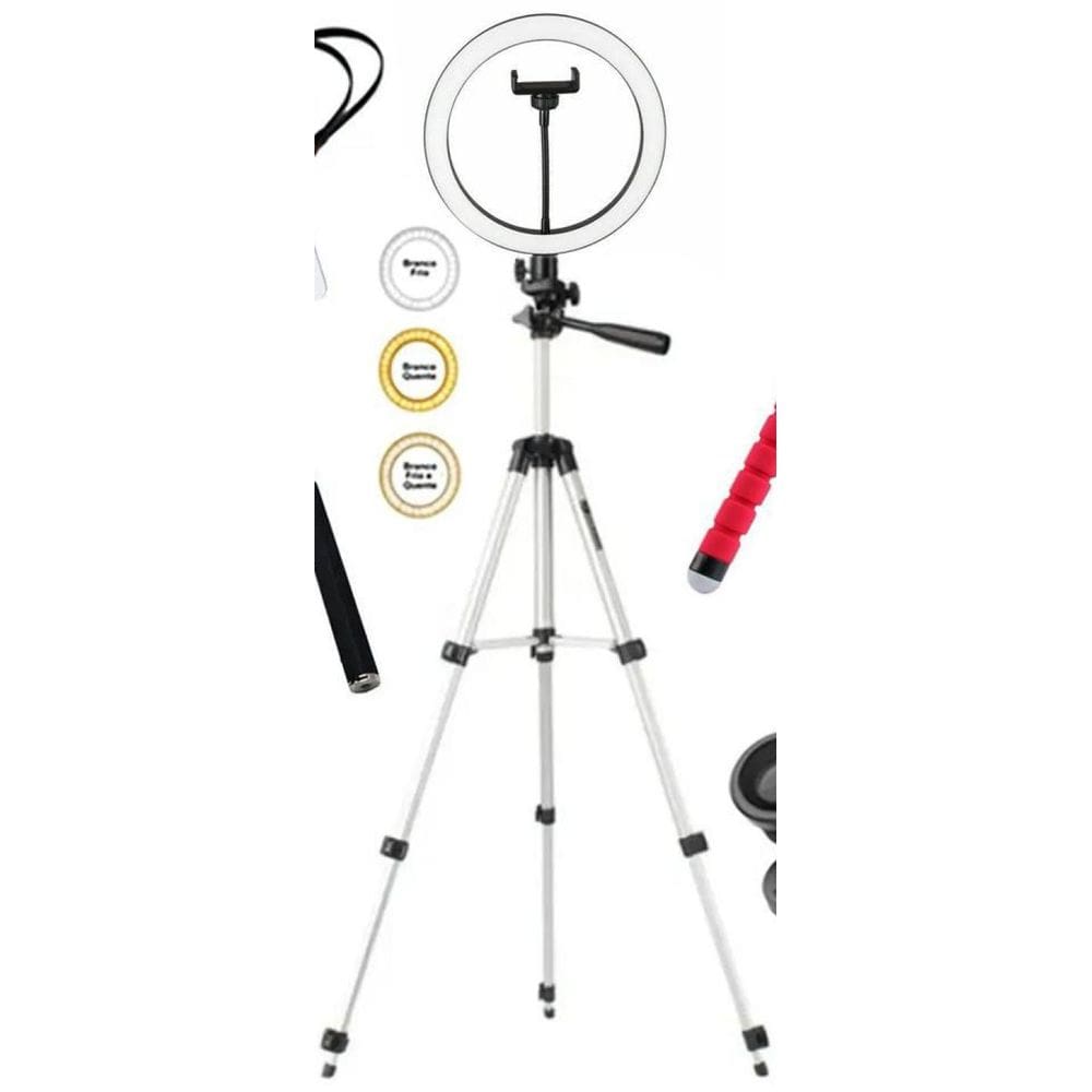 Kit Youtuber Tripé Lapela Celular Iluminador Ring Light 26Cm