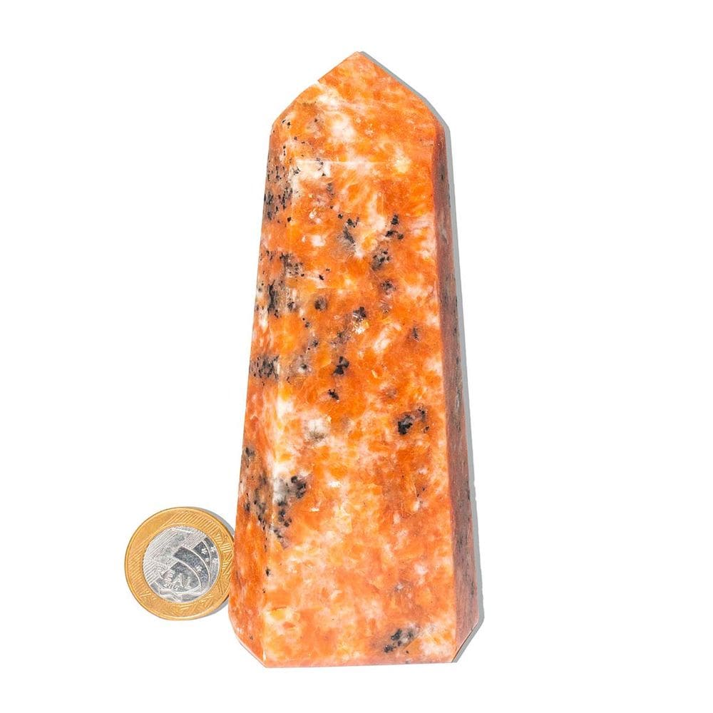 01 Ponta Calcita Laranja Pedra Natural 11 a 12 cm Tipo A