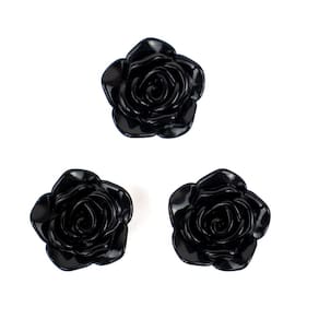 Kit C/3 Miçangas em Resina Flor Rosa Negra 2 cm