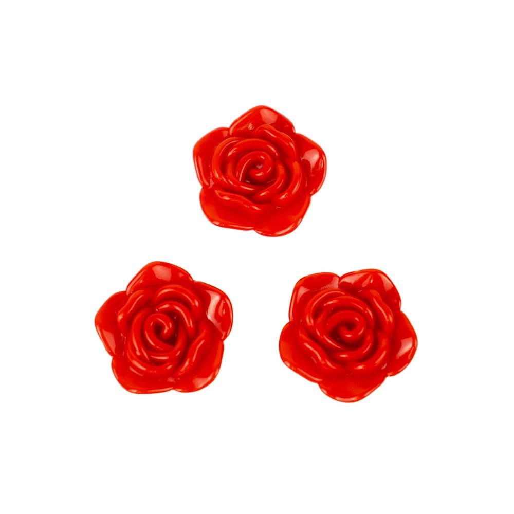 Miçanga em Resina Flor Rosa Vermelha 2 cm