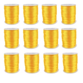 Kit Com 12 Cetim Rabo de Rato 2mm Rolo com 50 m Dourado
