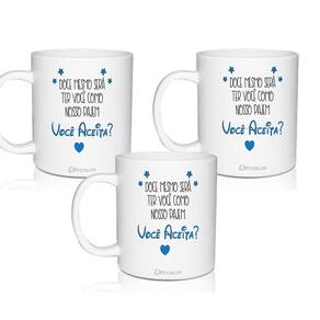 Kit 3 Canecas Convite Personalizado Para Pajem