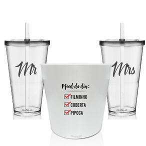 Kit Balde De Pipoca E 2 Copos Personalizados - Mood Do Dia