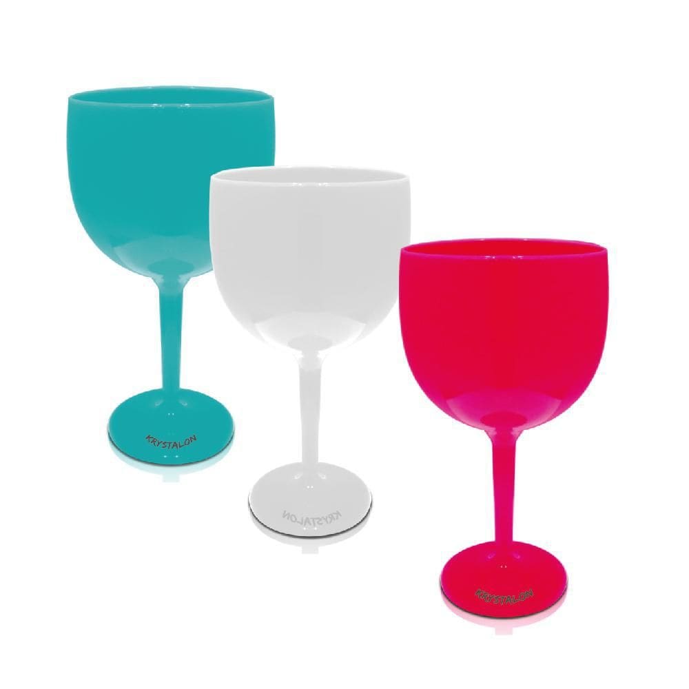 Kit 3 Taças Gin Rosa, Azul Tiffany E Branca Acrílico Ps