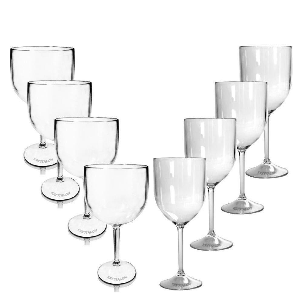 Kit 4 Taças Gin e Vinho Acrílico Transparentes 550ml/400ml