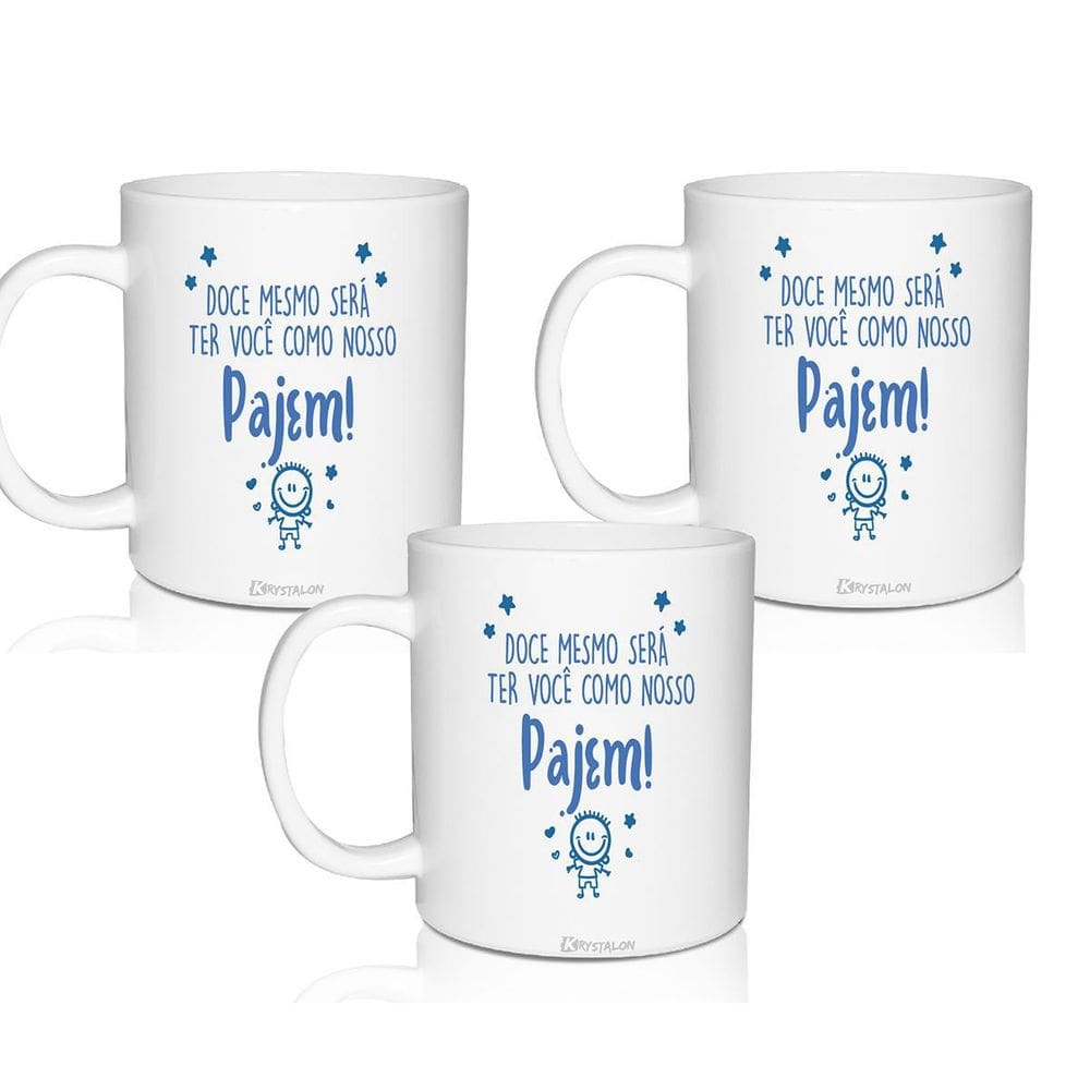 Kit De 3 Canecas Convite Pajem