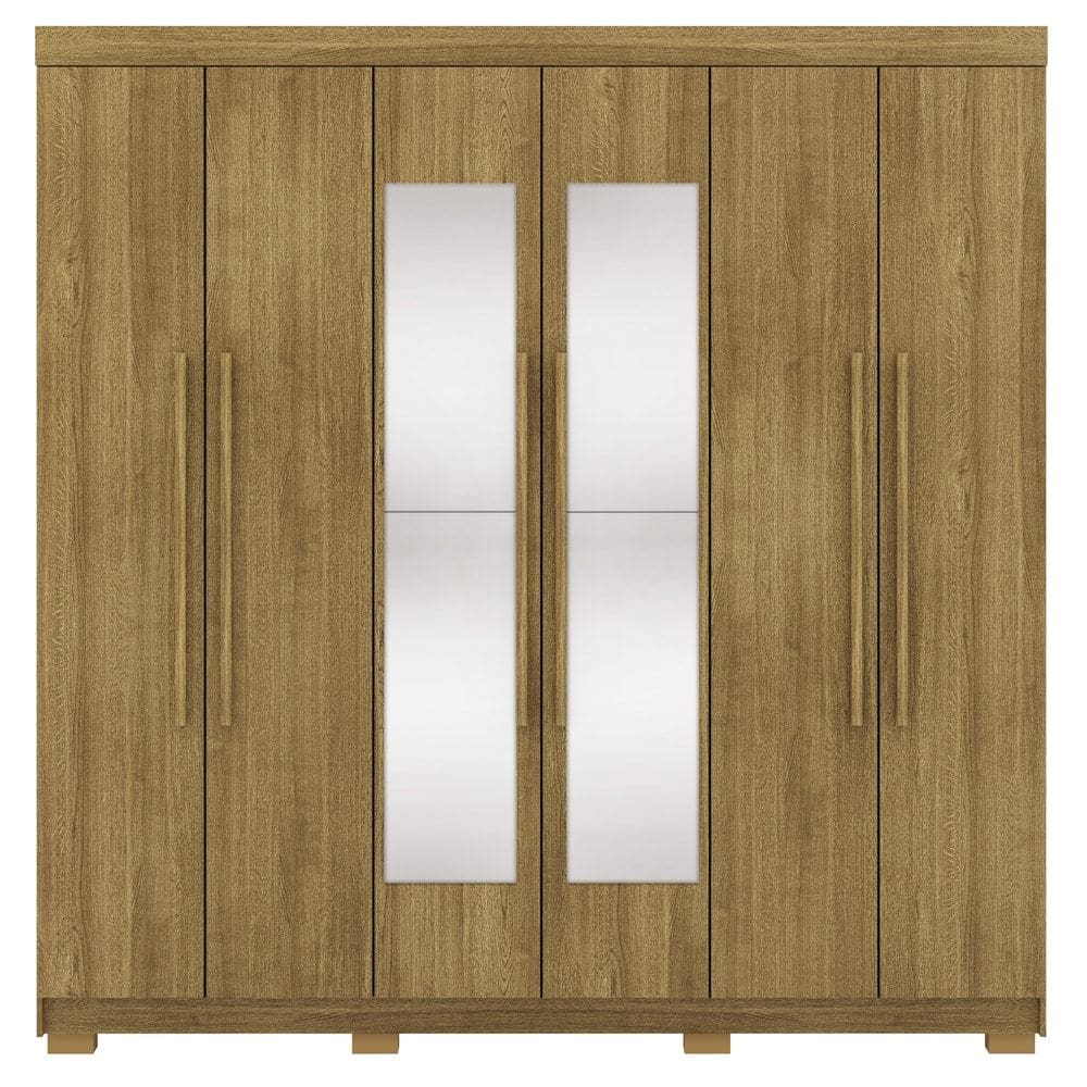 Guarda Roupa Casal 6 Portas 2G Espelho 218 cm Nature VLR