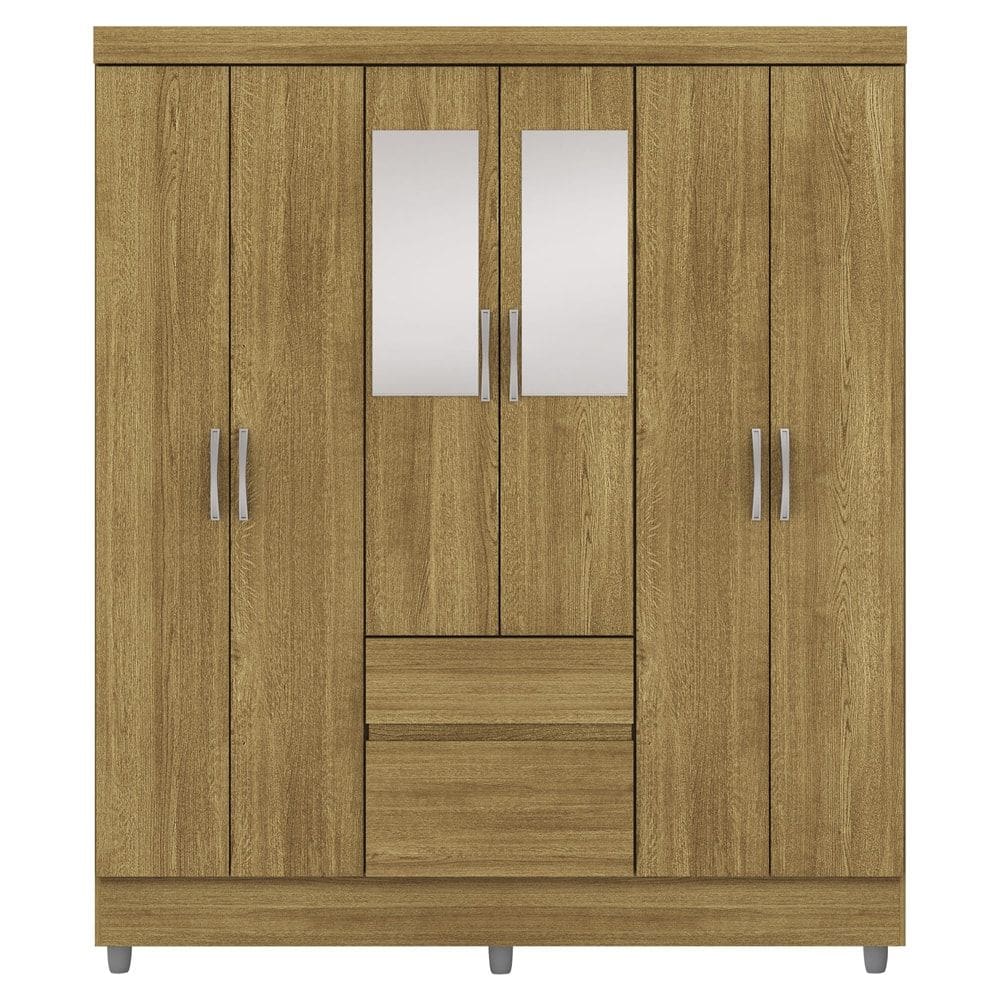 Guarda Roupa Casal 6P 2G Espelho 153 cm Nature VLR