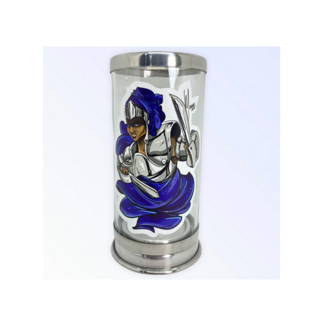 Suporte Vela 7 Dias Orixá Ogum 18 cm em Vidro-Escolha a Cor