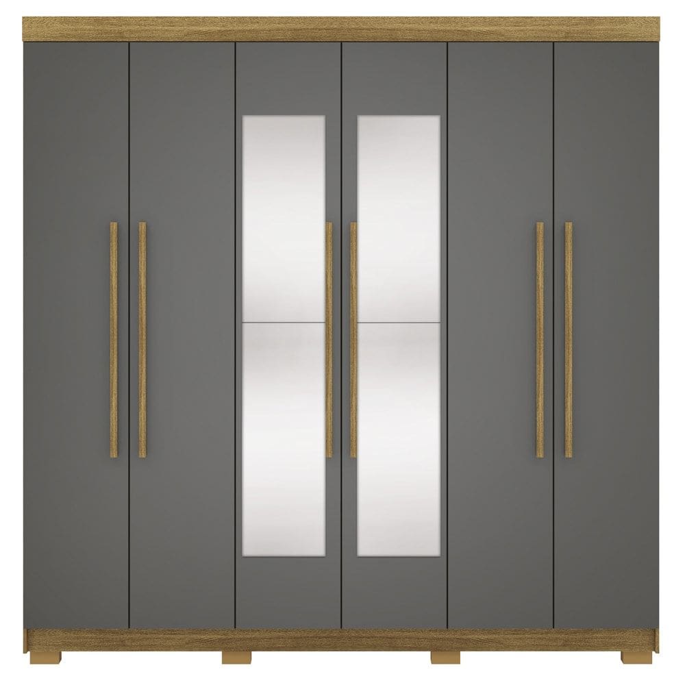 Guarda Roupa Casal 6 Portas 2G Espelho 218 cm Nature Alasca VLR