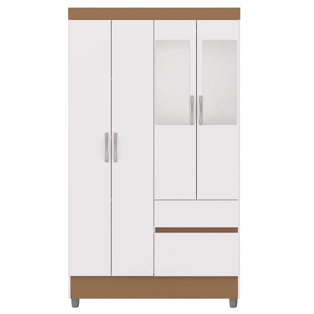 Guarda Roupa 4 Portas Espelho 102 cm 10090 Branco Camarim VLR