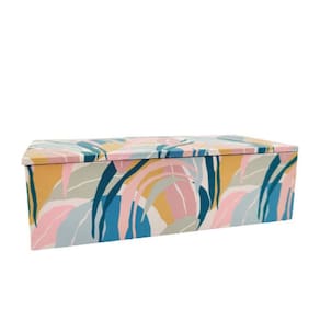 Caixa Decorativa Azul E Rosa 6X20X10Cm Folhagem P