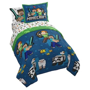Conjunto de edredom Jay Franco Minecraft Twin com lençol e travesseiro