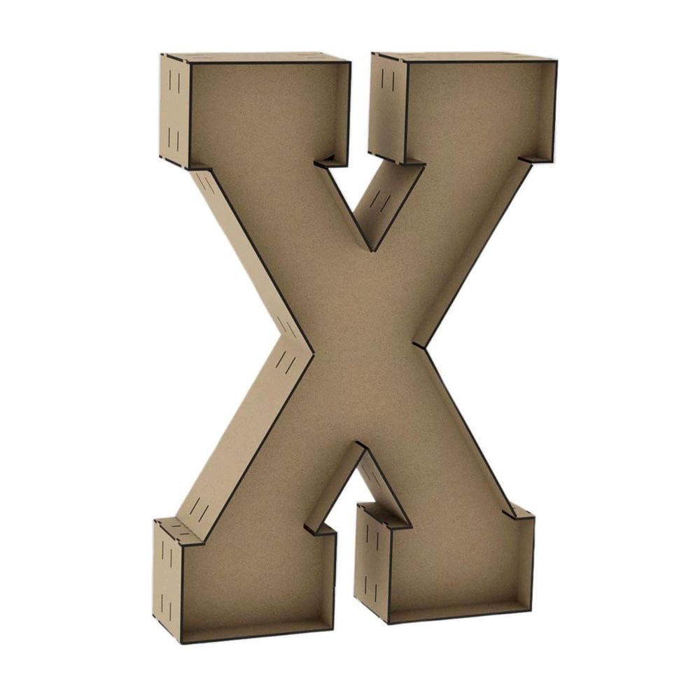 Letra Caixa Grande X Mdf 100Cm De Altura Decoração