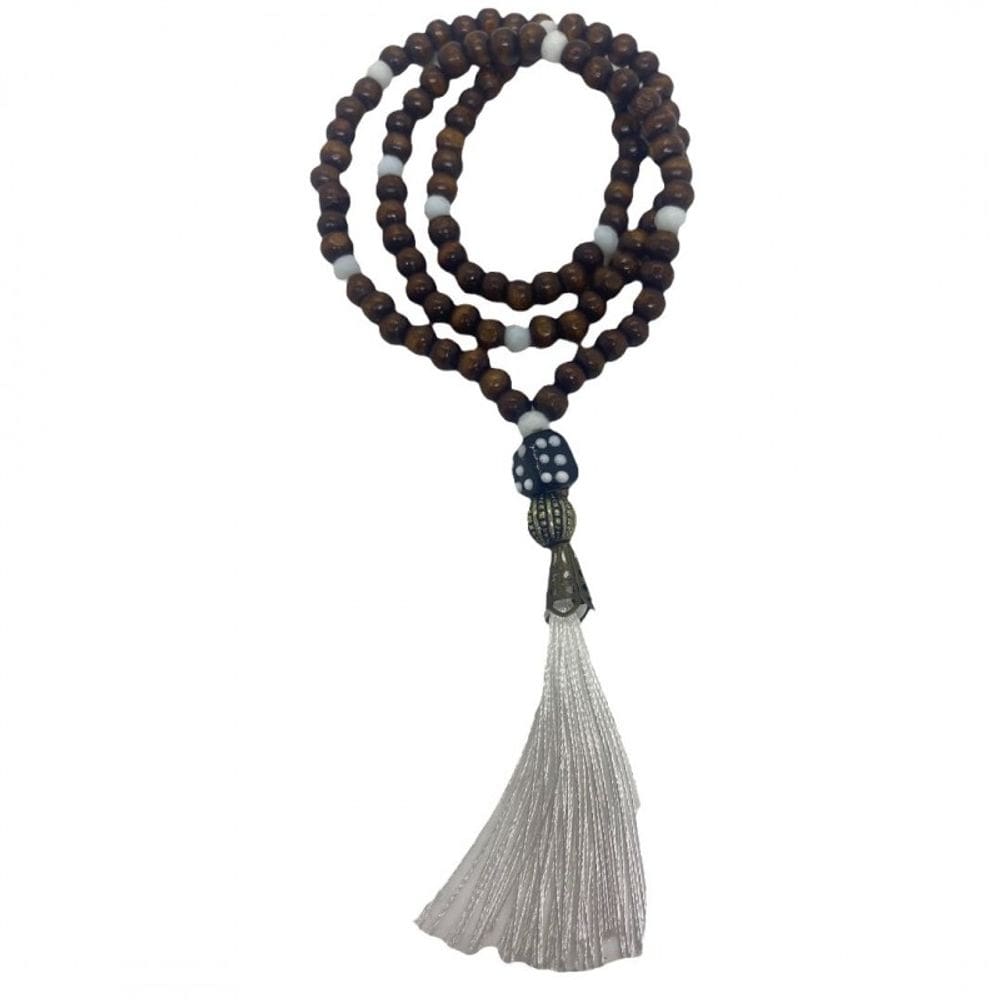 Japamala Zé Pelintra 108 Contas de Madeira 8 mm Pompom